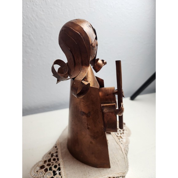 Vintage Copper Angel Playing the Flute, Christmas Decor - Picture 5 of 8